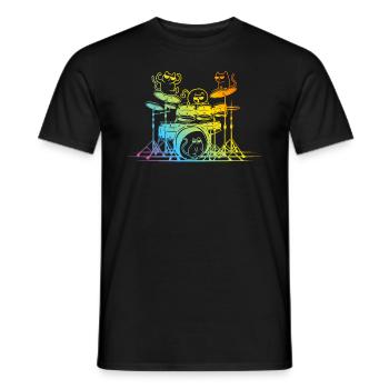 Drum Set Player Cats - Drôle de batteur Cats - T-shirt homme - noir - Devant - AI Model Male 178 light (178cm)