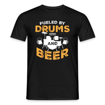 Fueled By Drums And Beer - Drum Player - Men's T-Shirt - black - Front - AI Model Male 178 light (178cm)
