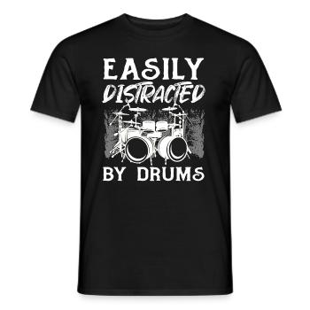 Drummer Musician Drums - Facilement distrait par Drum - T-shirt homme - noir - Devant - AI Model Male 178 light (178cm)