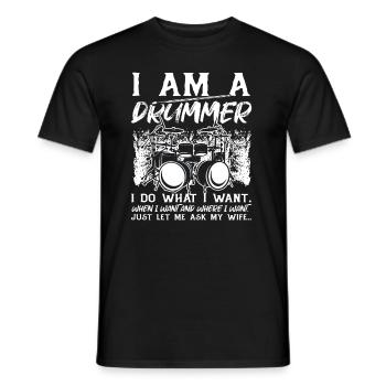 Funny Drum Player Drummer Musician Drum Player - Men's T-Shirt - black - Front - AI Model Male 178 light (178cm)