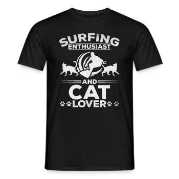 Surfing Enthusiast And Cat Lover I Water Surfer - Men's T-Shirt - black - Front - AI Model Male 178 light (178cm)