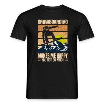 Snowboarding Makes Me Happy You Not So Much - Men's T-Shirt - black - Front - AI Model Male 178 light (178cm)