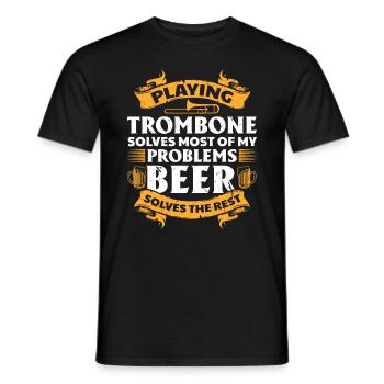 Jouer du trombone résout la plupart de mes problèmes Bière D - T-shirt homme - noir - Devant - AI Model Male 178 light (178cm)