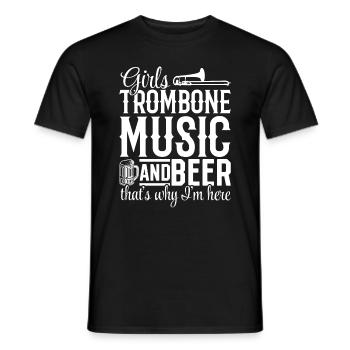 Musique de trombone et bière pour filles C’est pourquoi je suis ici - T-shirt homme - noir - Devant - AI Model Male 178 light (178cm)