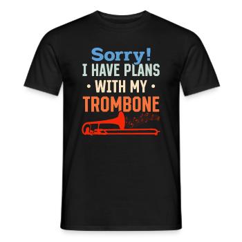 Sorry I Have Plans With My Trombone Trombonist Mus - Men's T-Shirt - black - Front - AI Model Male 178 light (178cm)