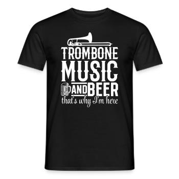 Musique de trombone et bière C’est pourquoi je suis ici Bière D - T-shirt homme - noir - Devant - AI Model Male 178 light (178cm)