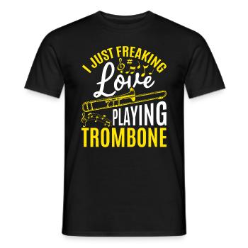 I Just Freaking Love Playing Trombone Trombone Mus - Men's T-Shirt - black - Front - AI Model Male 178 light (178cm)
