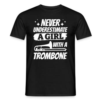 Ne sous-estimez jamais une fille avec un trombone Instrum - T-shirt homme - noir - Devant - AI Model Male 178 light (178cm)