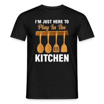 I'm Just Here To Play In The Kitchen Chef Kitchen - Männer T-Shirt - Schwarz - Vorne - AI Model Male 178 light (178cm)