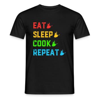 Manger Dormir Cuire Répéter Griller Barbecue Cuisson Un - T-shirt homme - noir - Devant - AI Model Male 178 light (178cm)