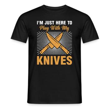 Je suis juste ici pour jouer avec mes couteaux Chef Kitchen - T-shirt homme - noir - Devant - AI Model Male 178 light (178cm)