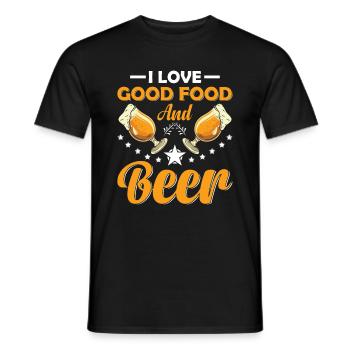 I Love Good Food And Beer Chef Drinking Food Lover - Men's T-Shirt - black - Front - AI Model Male 178 light (178cm)