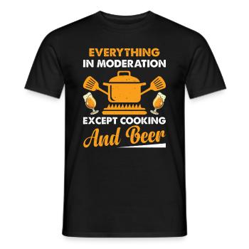 Tout avec modération sauf la cuisine et la bière m - T-shirt homme - noir - Devant - AI Model Male 178 light (178cm)