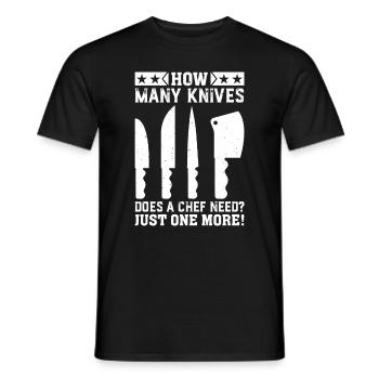 De combien de couteaux un chef a-t-il besoin? Juste un de plus! C - T-shirt homme - noir - Devant - AI Model Male 178 light (178cm)