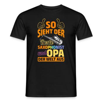 What The Best Saxophonist And Grandpa In The World - Männer T-Shirt - Schwarz - Vorne - AI Model Male 178 light (178cm)