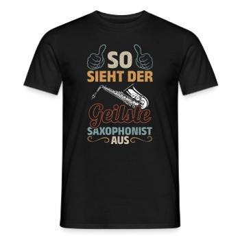 This Is What The Hottest Saxophonist Look Playing - Männer T-Shirt - Schwarz - Vorne - AI Model Male 178 light (178cm)