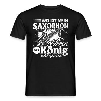 Where Is My Saxophone You Fools The King Want Saxo - Männer T-Shirt - Schwarz - Vorne - AI Model Male 178 light (178cm)