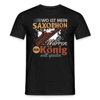Where Is My Saxophone You Fools The King Want Saxo - Männer T-Shirt - Schwarz - Vorne - AI Model Male 178 light (178cm)