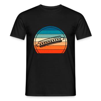 Sunset et harmonica Harmoniciste Instrument de musique - T-shirt homme - noir - Devant - AI Model Male 178 light (178cm)