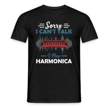 Sorry I Cant Talk I Play Harmonica Harmonica Play - Männer T-Shirt - Schwarz - Vorne - AI Model Male 178 light (178cm)