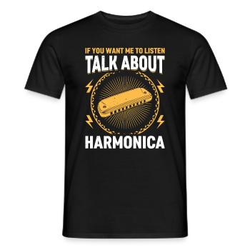 Si vous voulez que je vous écoute, parlez d’harmonica, parlez - T-shirt homme - noir - Devant - AI Model Male 178 light (178cm)
