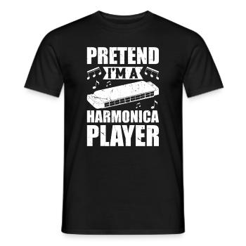 Faire semblant d’être un harmoniciste Harmoniciste Musique H - T-shirt homme - noir - Devant - AI Model Male 178 light (178cm)