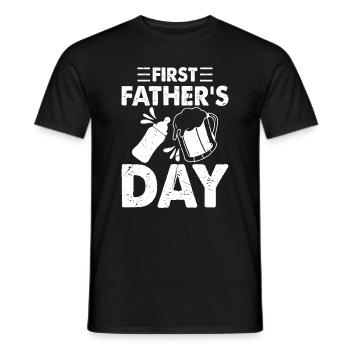 First Father's Day - Beer And Baby Bottle First Fa - Männer T-Shirt - Schwarz - Vorne - AI Model Male 178 light (178cm)