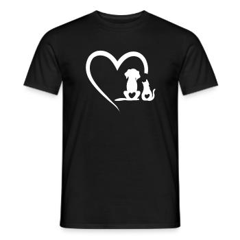 Dog Puppy and Baby Cat Heart - Animal Dog & Cat He - Männer T-Shirt - Schwarz - Vorne - AI Model Male 178 light (178cm)
