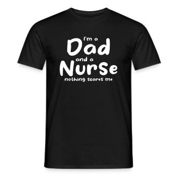 Soins infirmiers - Je suis un père et une infirmière Rien n’effraie - N - T-shirt homme - noir - Devant - AI Model Male 178 light (178cm)