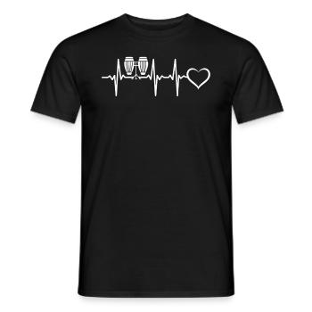 Conga Heartbeat Heart Conga Drums Conga Musician - Men's T-Shirt - black - Front - AI Model Male 178 light (178cm)