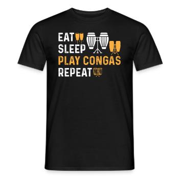 Manger dormir Jouer Conga Répéter Conga Batteur Conga Mu - T-shirt homme - noir - Devant - AI Model Male 178 light (178cm)
