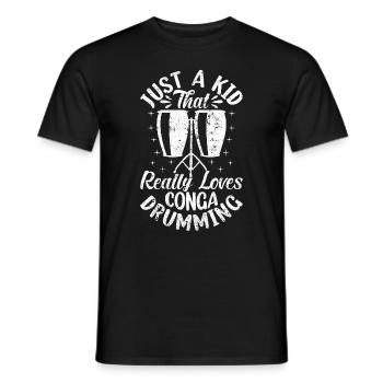 Just A Kid That Really Loves Conga Drumming Conga - Men's T-Shirt - black - Front - AI Model Male 178 light (178cm)