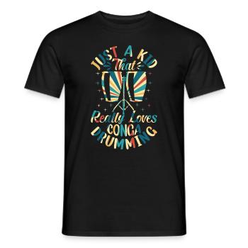 Just A Kid That Really Loves Conga Drumming - Cong - Men's T-Shirt - black - Front - AI Model Male 178 light (178cm)