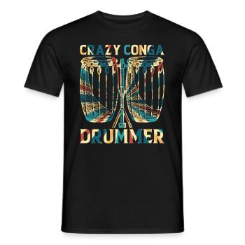 Crazy Conga Drummer - Conga Drums Conga Musician - Men's T-Shirt - black - Front - AI Model Male 178 light (178cm)