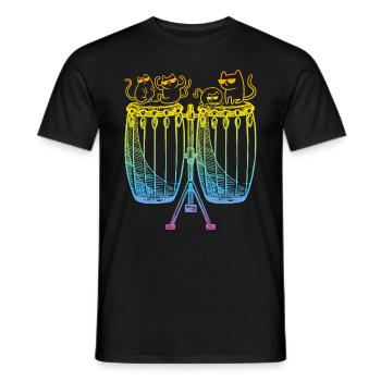 Conga avec chats Joueur de conga et amoureux des chats Conga D - T-shirt homme - noir - Devant - AI Model Male 178 light (178cm)