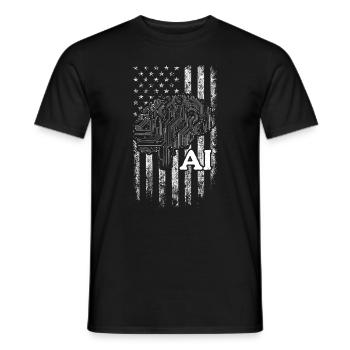 AI US Flag Artificial Intelligence - Männer T-Shirt - Schwarz - Vorne - AI Model Male 178 light (178cm)