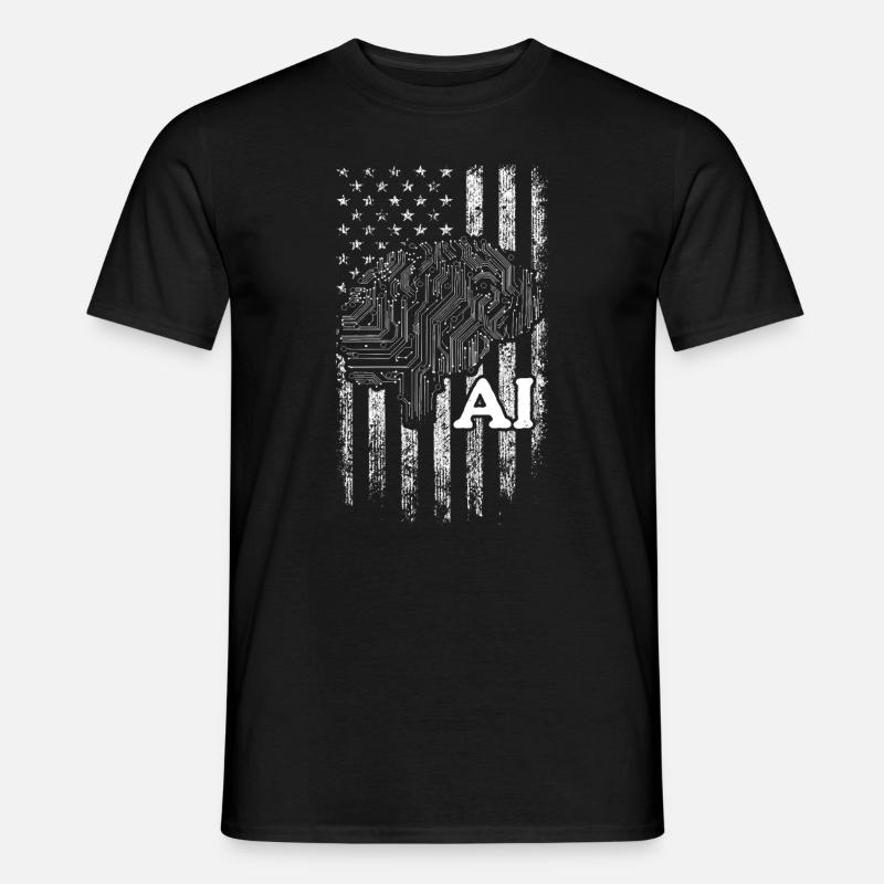 AI US Flag Artificial Intelligence - Männer T-Shirt - Schwarz