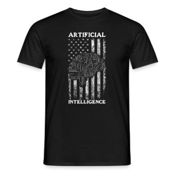 Artificial Intelligence US Flag - AI Robotics - Männer T-Shirt - Schwarz - Vorne - AI Model Male 178 light (178cm)