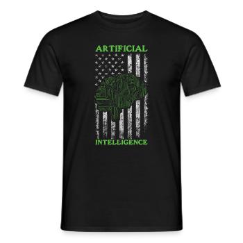 AI Robotics - Artificial Intelligence US Flag - Männer T-Shirt - Schwarz - Vorne - AI Model Male 178 light (178cm)