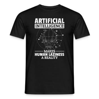 Artificial Intelligence Makes Human Laziness - Men's T-Shirt - black - Front - AI Model Male 178 light (178cm)