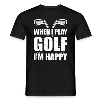 Quand je joue au golf, je suis heureux - Jouer au golf - T-shirt homme - noir - Devant - AI Model Male 178 light (178cm)