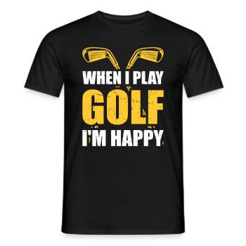 Quand je joue au golf, je suis heureux - Joueur de golf - T-shirt homme - noir - Devant - AI Model Male 178 light (178cm)