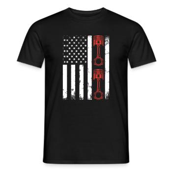 Auto Mechanic Car Piston Car Mechanic US Flag - Men's T-Shirt - black - Front - AI Model Male 178 light (178cm)