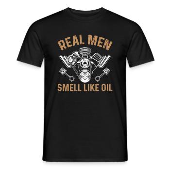 Mécanicien automobile Les vrais hommes sentent l’huile - Funny Mecha - T-shirt homme - noir - Devant - AI Model Male 178 light (178cm)