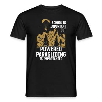 Paramoteur - L’école est importante mais propulsée par - T-shirt homme - noir - Devant - AI Model Male 178 light (178cm)