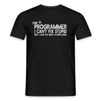 Je suis un programmeur que je ne peux pas réparer stupide - Programmeur H - T-shirt homme - noir - Devant - AI Model Male 178 light (178cm)