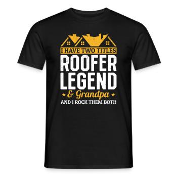 J’ai deux titres Roofer Legend & Grandpa Roof Wor - T-shirt homme - noir - Devant - AI Model Male 178 light (178cm)