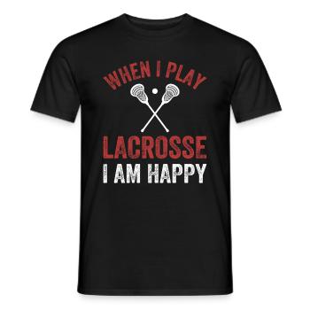 Lacrosse Player - When I Play Lacrosse I Am Happy - Men's T-Shirt - black - Front - AI Model Male 178 light (178cm)