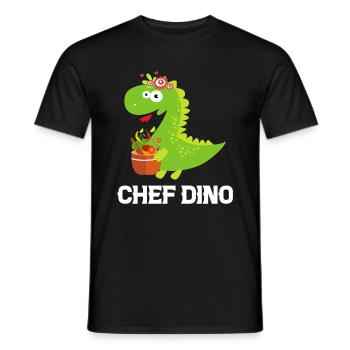 Chef Dino Kitchen Cook & Dinosaur Lover Kitchen Co - Men's T-Shirt - black - Front - AI Model Male 178 light (178cm)