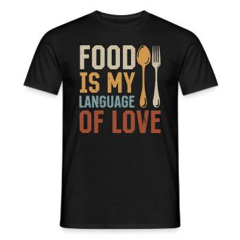 Cooking Chef Kitchen Cook - Food Is My Language - Men's T-Shirt - black - Front - AI Model Male 178 light (178cm)